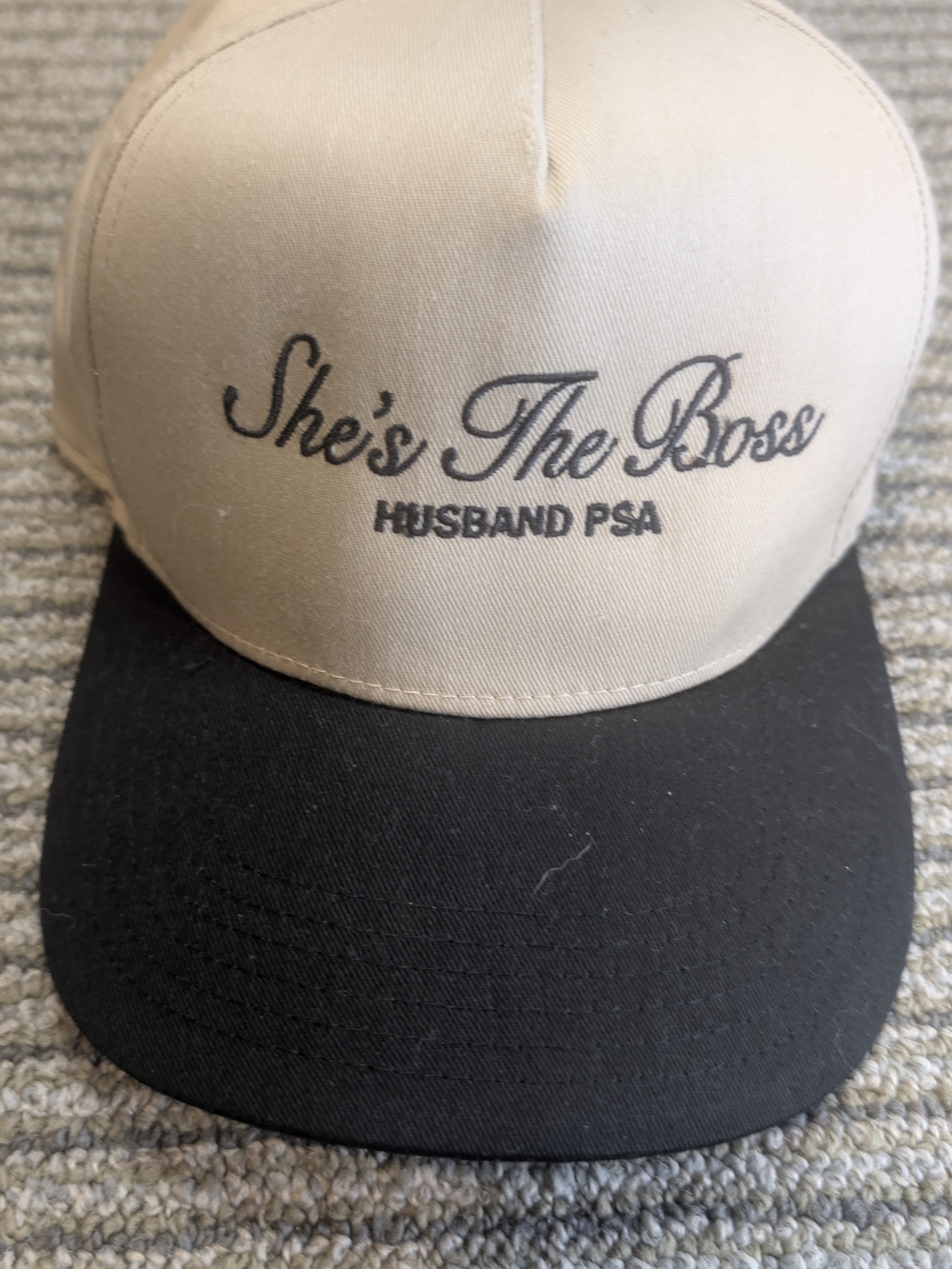 She's The Boss Dad Hat - Beige and Black